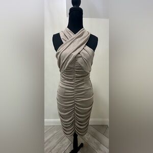 BCBGeneration Strapless Beige Ruched Dress